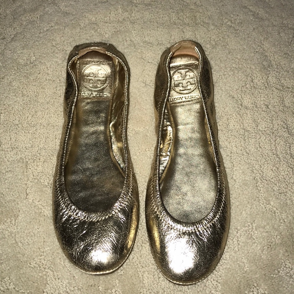 Tory Burch metallic Gold Flats